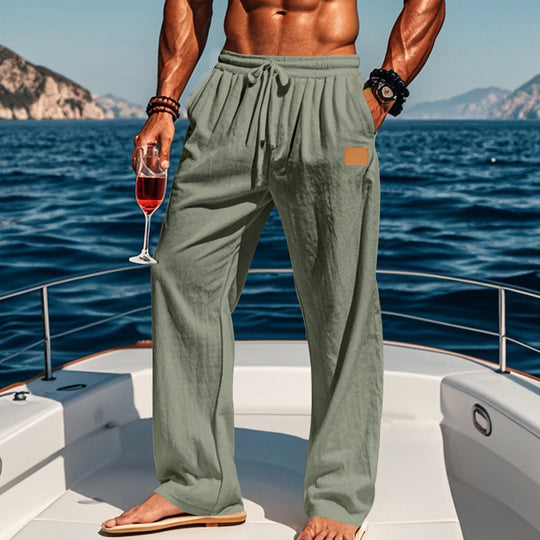 Herren Leichte Sommerhose mit elastischem Bund und seitlichen Taschen Heidi-Mode