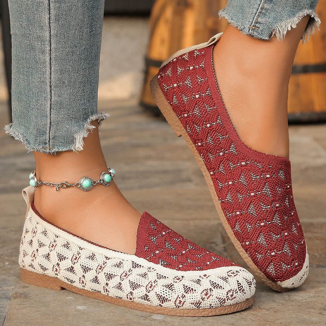 Damen Atmungsaktive Slip-On Schuhe mit modischem Strickdesign Heidi-Mode