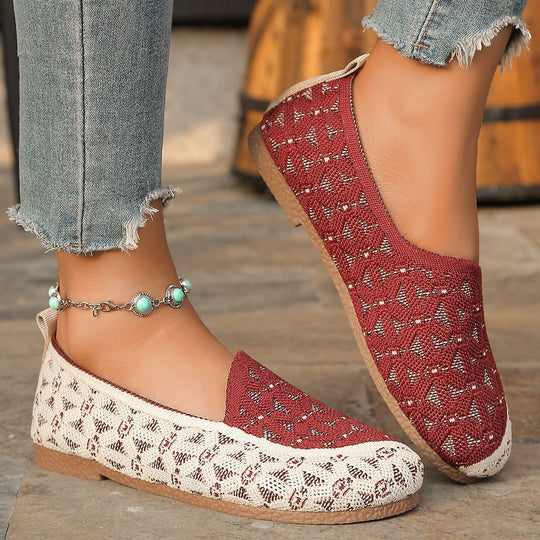 Damen Atmungsaktive Slip-On Schuhe mit modischem Strickdesign Heidi-Mode
