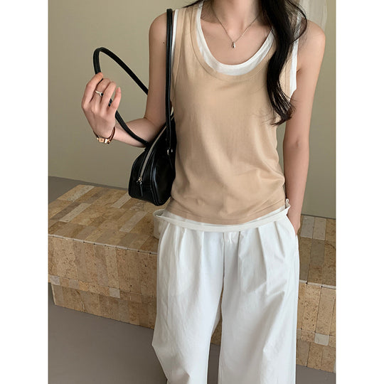 Femme Geschichteter Ärmelloser Tank Top Heidi-Mode