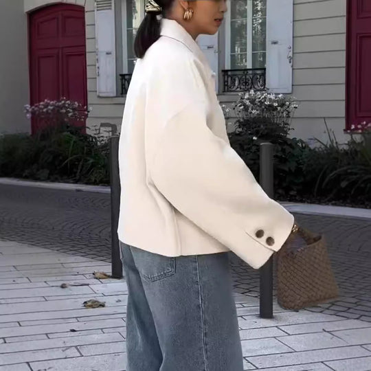 Damen Modische Oversized-Wolljacke mit Knopfdetails und weitem Schnitt Heidi-Mode