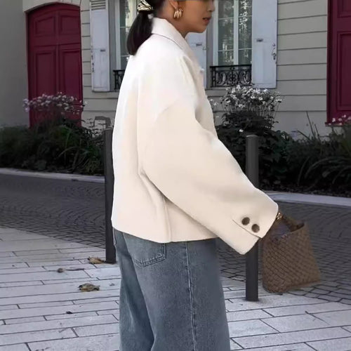 Damen Modische Oversized-Wolljacke mit Knopfdetails und weitem Schnitt Heidi-Mode