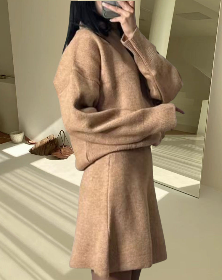 Damen Strickkleid mit voluminösen Ärmeln und lässigem Schnitt Heidi-Mode