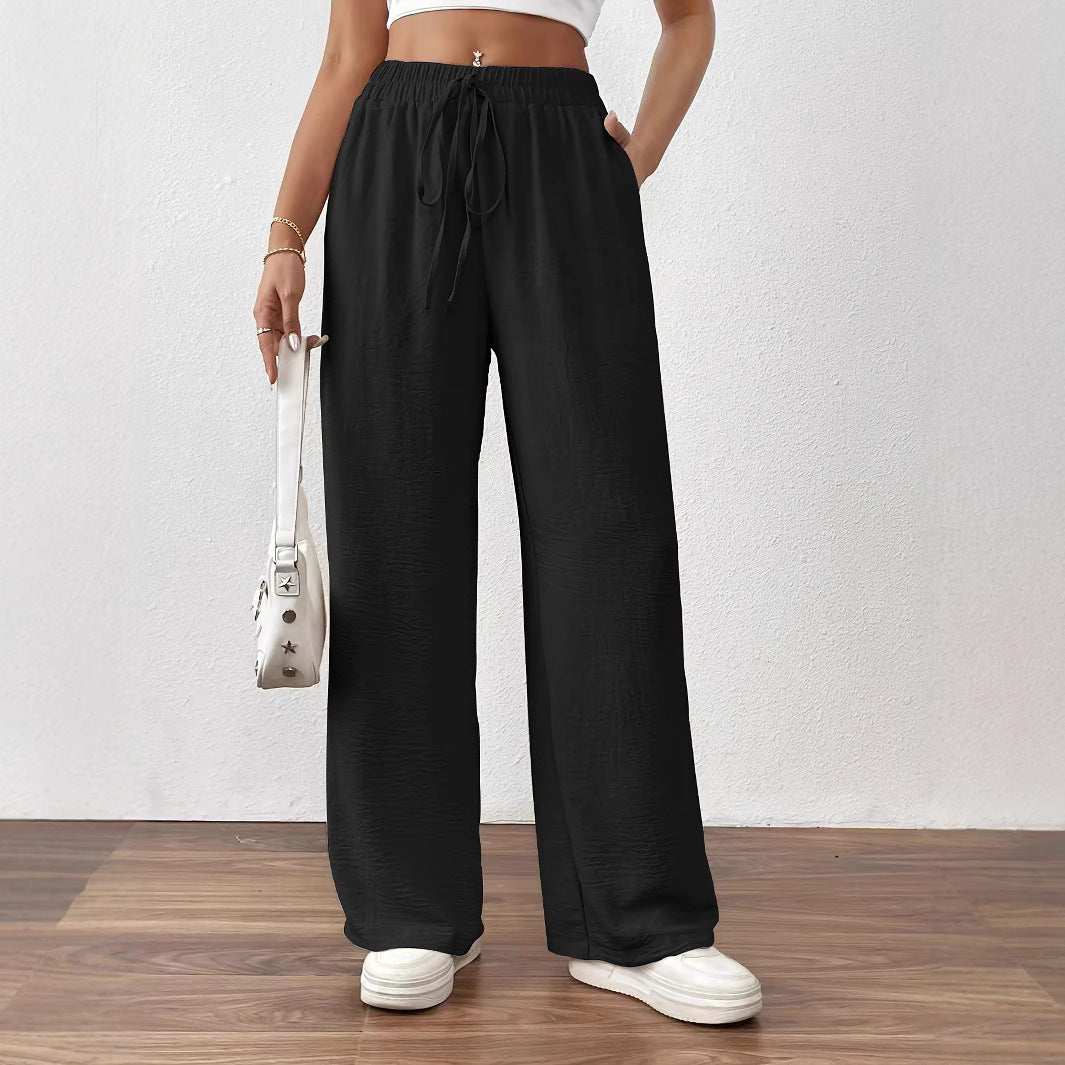 Damen Weit geschnittene Sommerhose mit elastischem Bund und Kordelzug Heidi-Mode