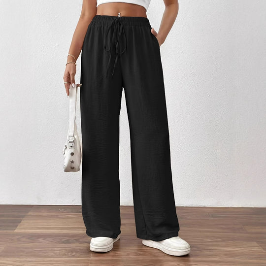 Damen Weit geschnittene Sommerhose mit elastischem Bund und Kordelzug Heidi-Mode