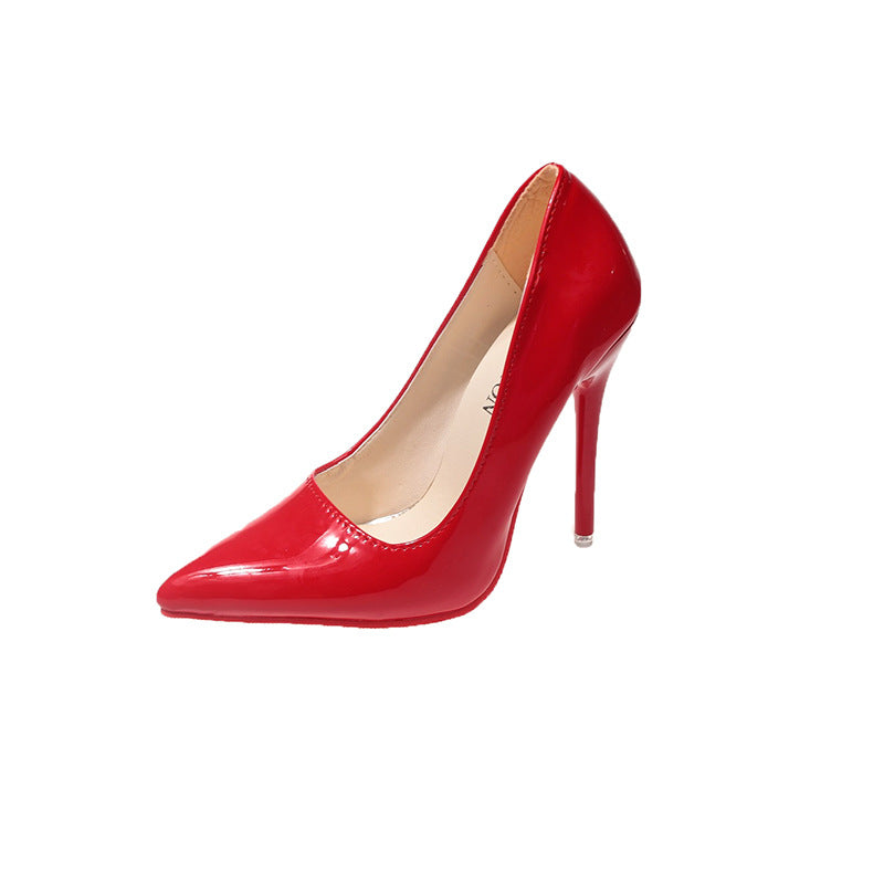 Damen Klassische High Heels mit spitz zulaufendem Design und hochglänzender Oberfläche Heidi-Mode