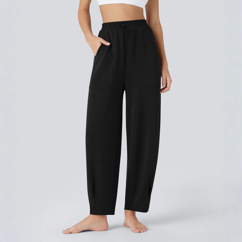 Damen weite Freizeithose mit elastischem Bund und praktischen Taschen Heidi-Mode