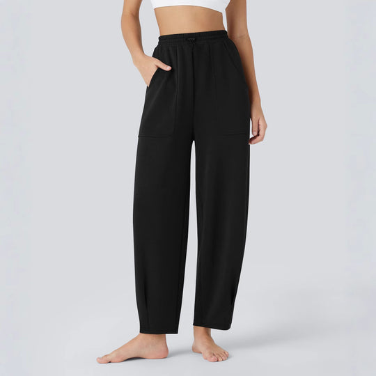 Damen weite Freizeithose mit elastischem Bund und praktischen Taschen Heidi-Mode