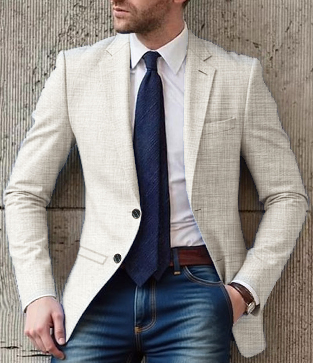 Herren eleganter und strukturierter Blazer mit modischen Details Heidi-Mode