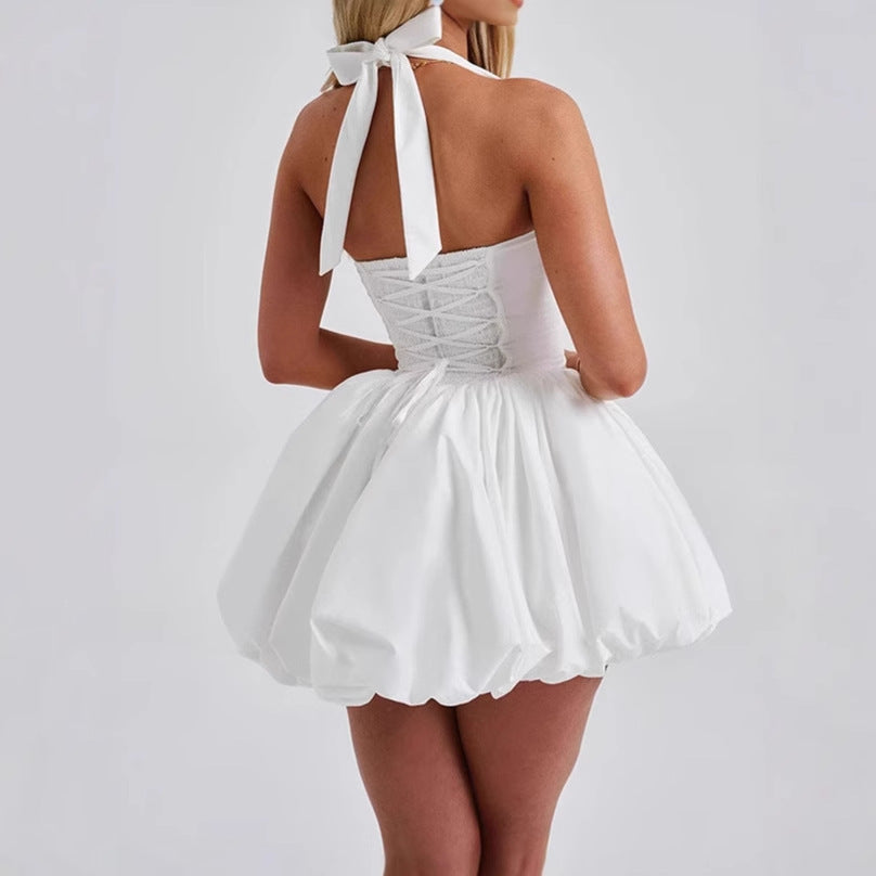 Damen Verspieltes Minikleid mit Trägern und voluminösem Rock Heidi-Mode