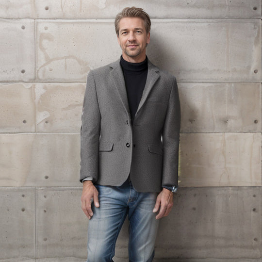 Herren eleganter Wollblazer im klassischen Schnitt mit feiner Textur Heidi-Mode