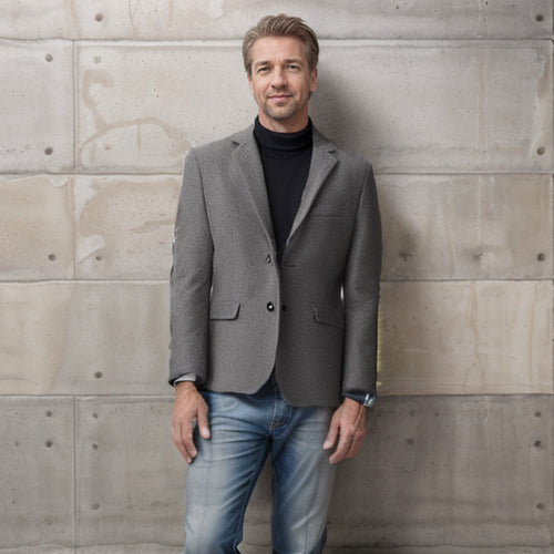 Herren eleganter Wollblazer im klassischen Schnitt mit feiner Textur Heidi-Mode