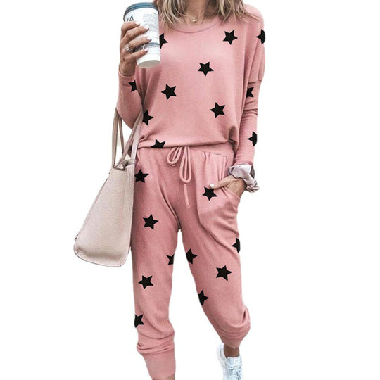 Damen Freizeit-Loungewear-Set mit floralem Muster und elastischem Bund Heidi-Mode