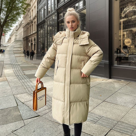 Damen langärmliger Puffer-Mantel mit isolierender Fütterung und verstellbarer Kapuze Heidi-Mode