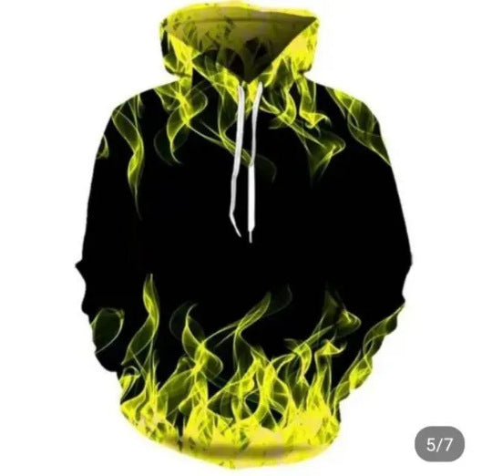 Herren Hoodie mit kreativem Flammenmuster Heidi-Mode