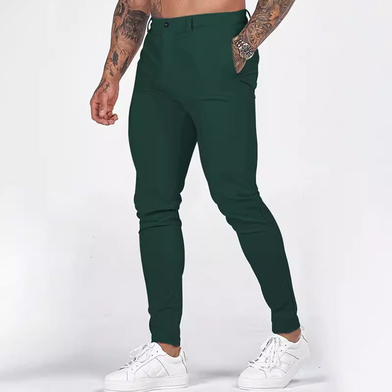 Herren elegante Slim-Fit Chinohose mit elastischem Bund und praktischen Taschen Heidi-Mode