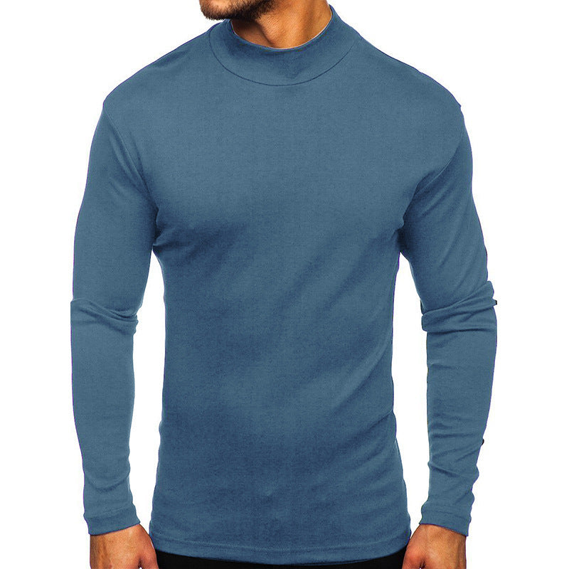 Herren Langarmshirt mit Stehkragen aus hochwertigem Material Heidi-Mode