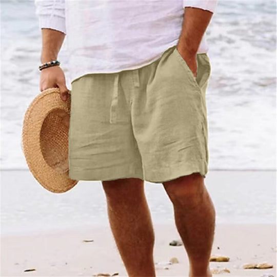Herren luftige Leinen-Shorts mit elastischem Bund und praktischen Seitentaschen Heidi-Mode