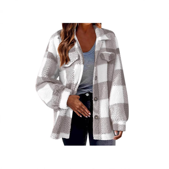 Damen Pelz-ähnliche Karomuster Jacke Heidi-Mode