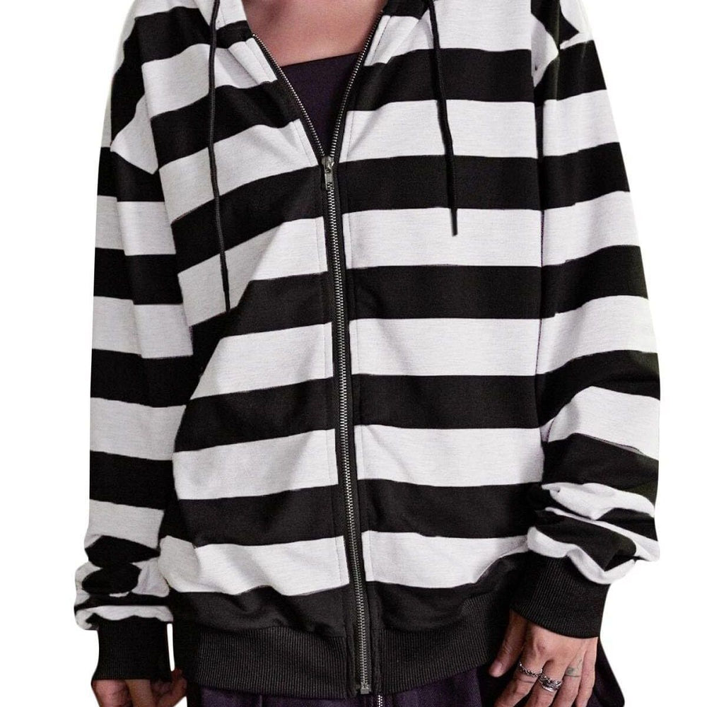 Damen Streifen-Hoodie mit Reißverschluss und lässigem Schnitt Heidi-Mode