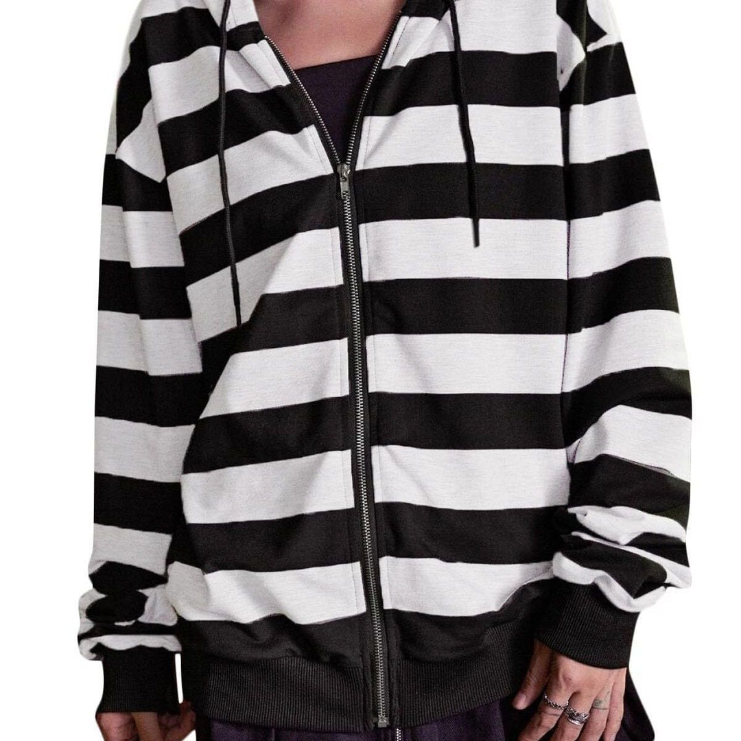 Damen Streifen-Hoodie mit Reißverschluss und lässigem Schnitt Heidi-Mode