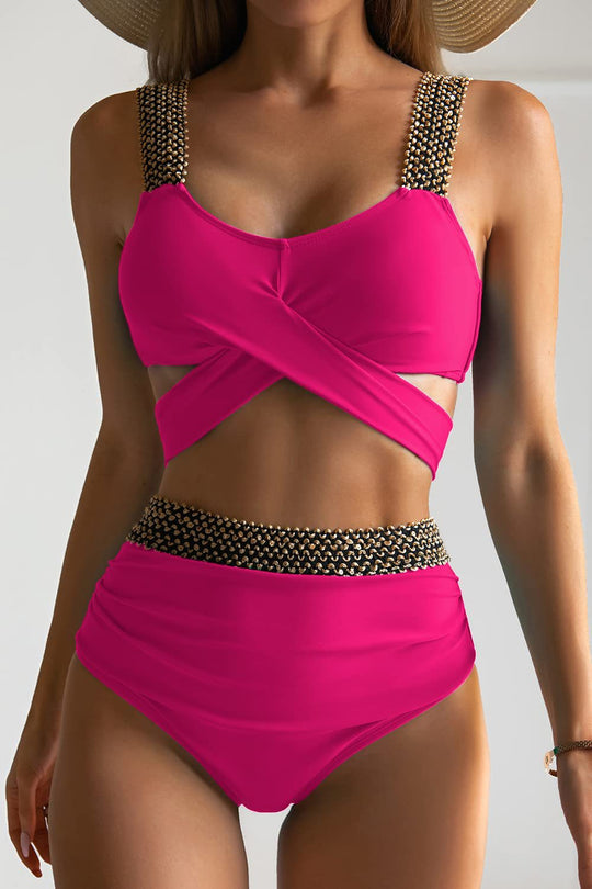 Damen Hochgeschnittene Bikinis mit ausgefallenen Trägern Heidi-Mode