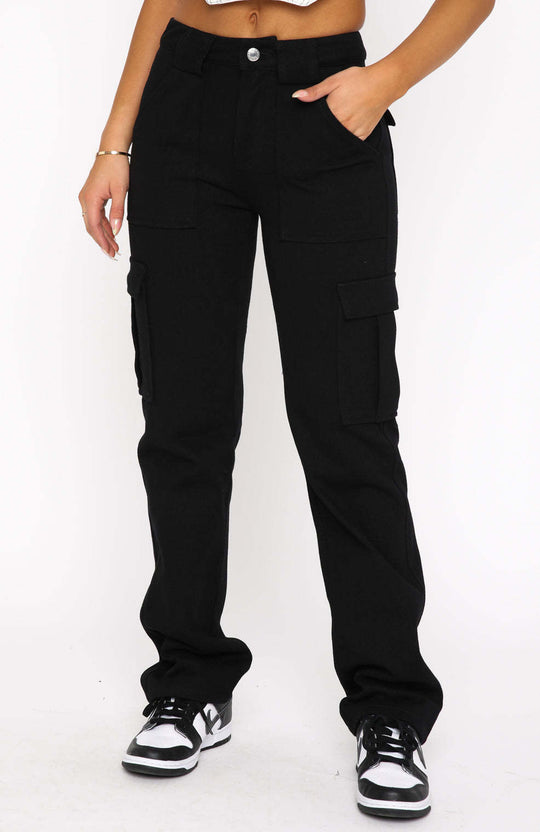 Damen Cargo-Style Hose mit hohen Taschen und entspannter Passform Heidi-Mode