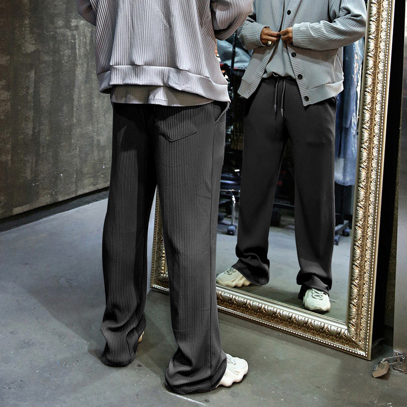 Herren Sportliche Ripp-Trainingshose mit verstellbarem Bund und Seitentaschen Heidi-Mode