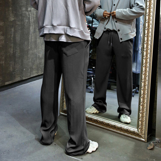 Herren Sportliche Ripp-Trainingshose mit verstellbarem Bund und Seitentaschen Heidi-Mode