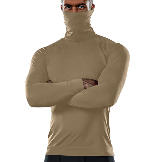 Herren funktionales Langarmshirt mit hohem Kragen und feuchtigkeitsregulierendem Material Heidi-Mode