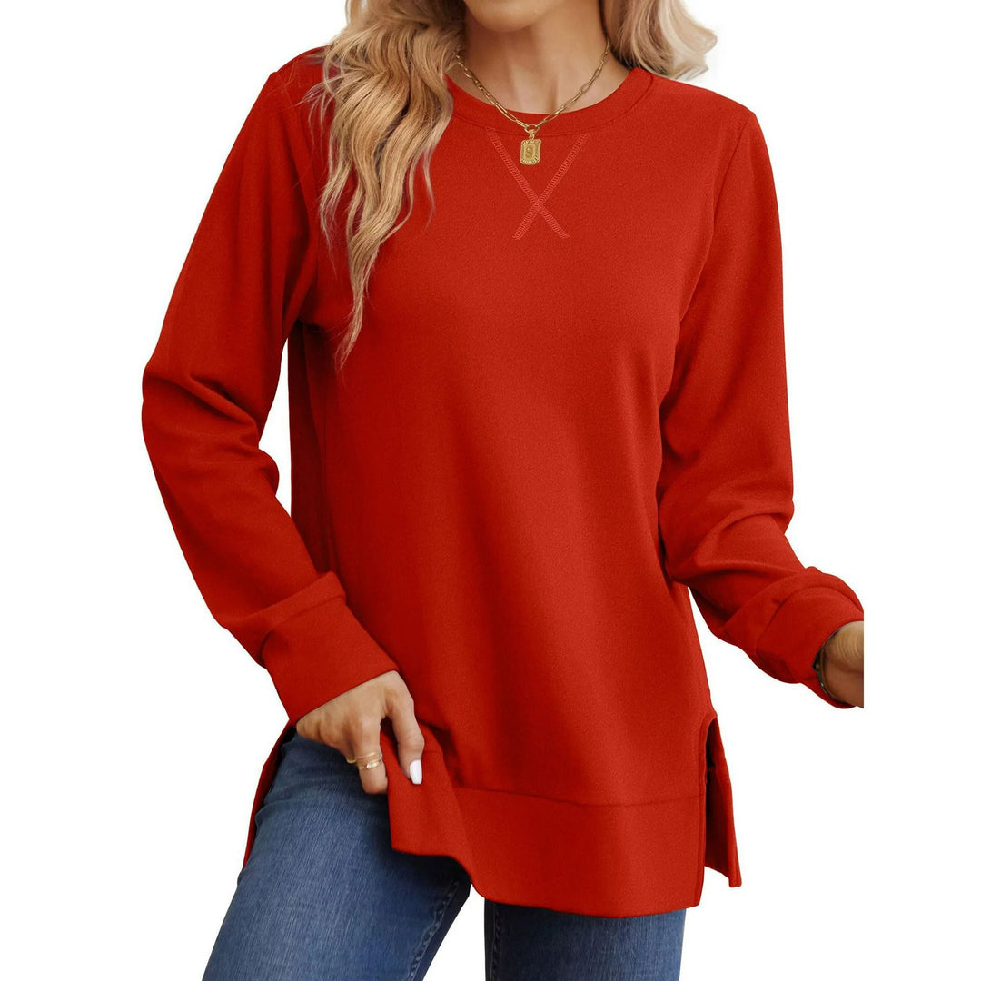 Damen Bequemer Langarm-Sweater mit Seitenschlitzen Heidi-Mode