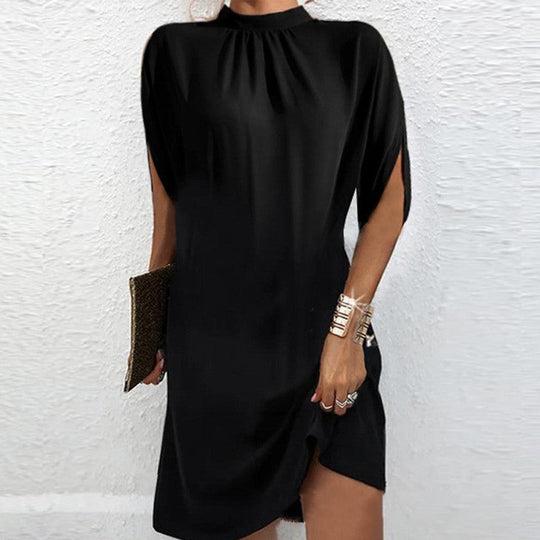 Heidi-Mode | Chic Fashion Lockere Fledermausärmel Rundhals Kleid