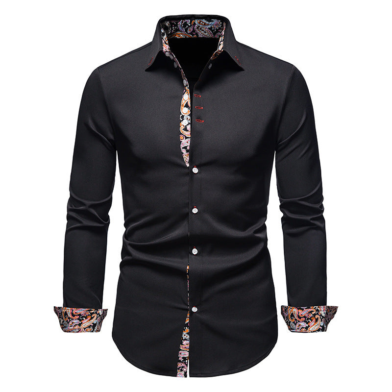 Herren elegantes Langarmhemd mit auffälligem Paisley-Muster Heidi-Mode