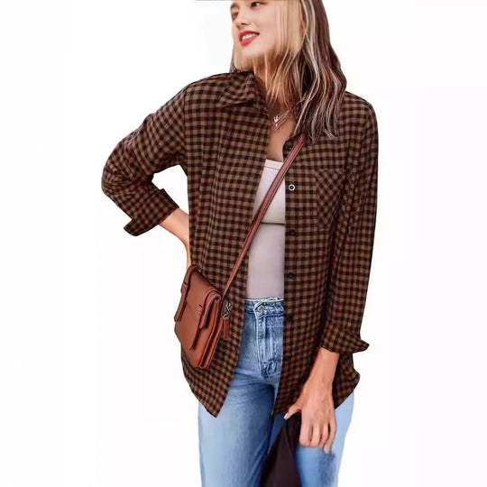Femme Button-Up Gingham Check Shirt Heidi-Mode