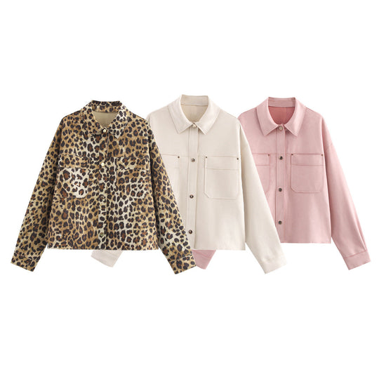 Damen lässige Jacke mit doppelten Brusttaschen und elegantem Kragen Heidi-Mode