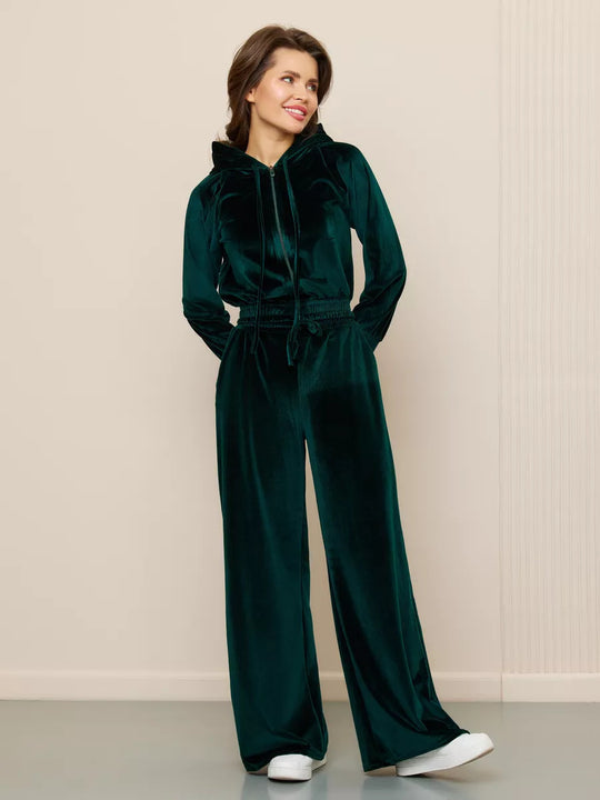Damen Luxuriöses Fleece-Loungewear-Set mit Kapuze und lockerer Passform Heidi-Mode