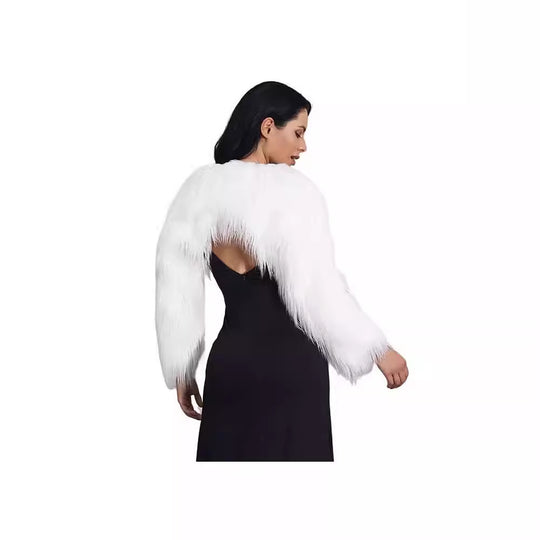 Damen Extravaganter Kunstpelzbolero mit elegantem Schnitt Heidi-Mode