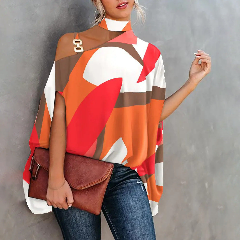 Heidi Mode | Bedrucktes Oberteil mit diagonalem Ausschnitt