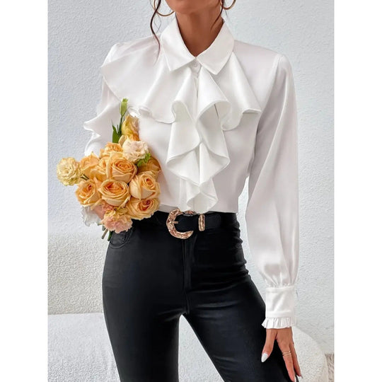Damen Bluse mitraffinierten Rüschendetails und eleganten Ärmeln Heidi-Mode