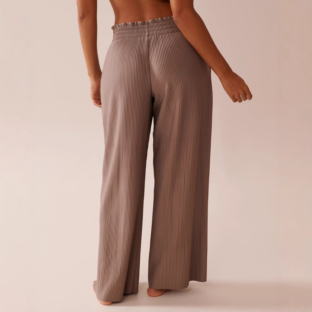 Damen Plissee-Hose mit elastischem Bund und Seitentaschen Heidi-Mode