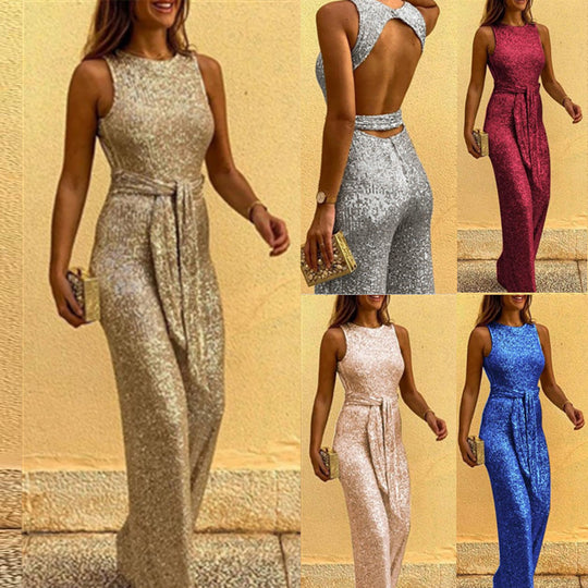 Damen Glitzerndes Abendkleid mit elegantem Taillengürtel Heidi-Mode