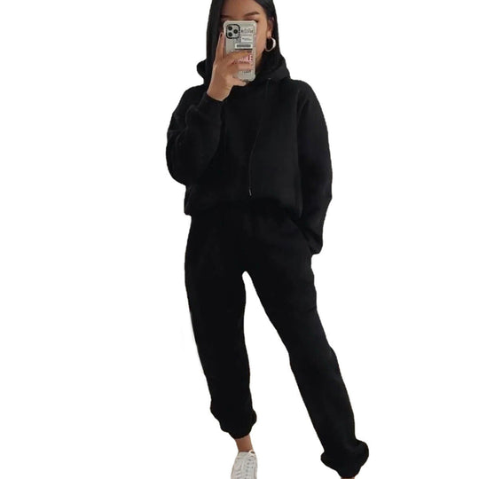 Damen Komfortabler Fleece Hoodie und Jogginghose Set Heidi-Mode