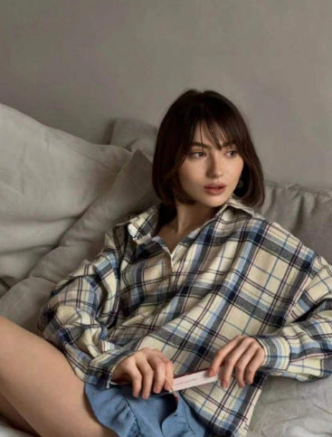 DamenOversized Karo-Hemdbluse Heidi-Mode