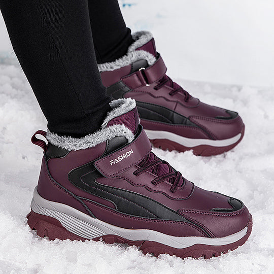 Damen Warm gefütterte Winterstiefel mit rutschfester Sohle und verstellbarem Klettverschluss Heidi-Mode