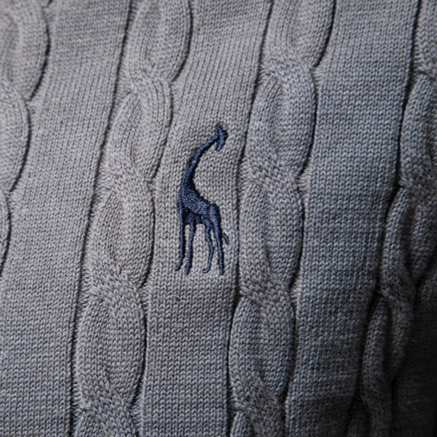 Herren Strickpullover mit Zopfmuster und Rundhalsausschnitt Heidi-Mode