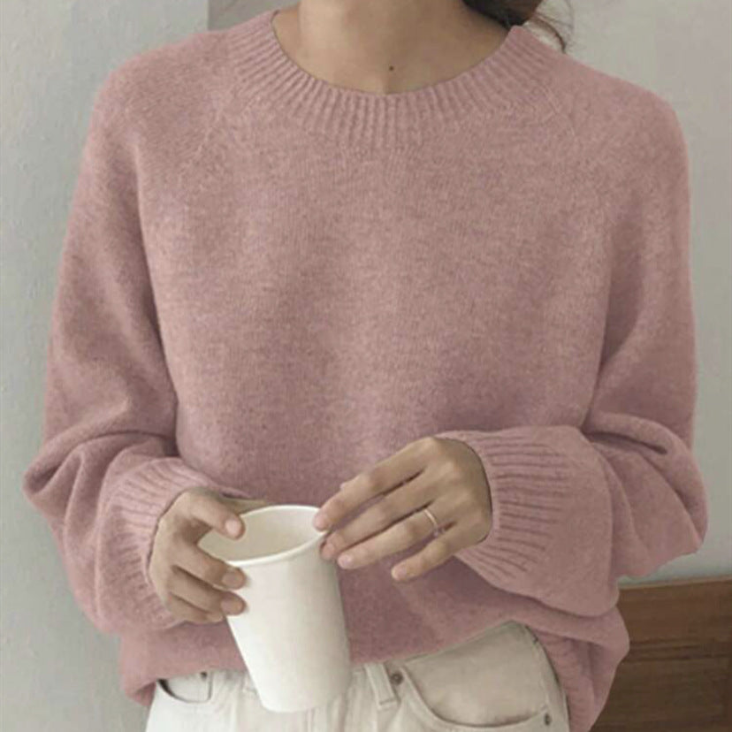 Damen Gemütlicher Rundhals-Pullover aus hochwertigem Stoff Heidi-Mode