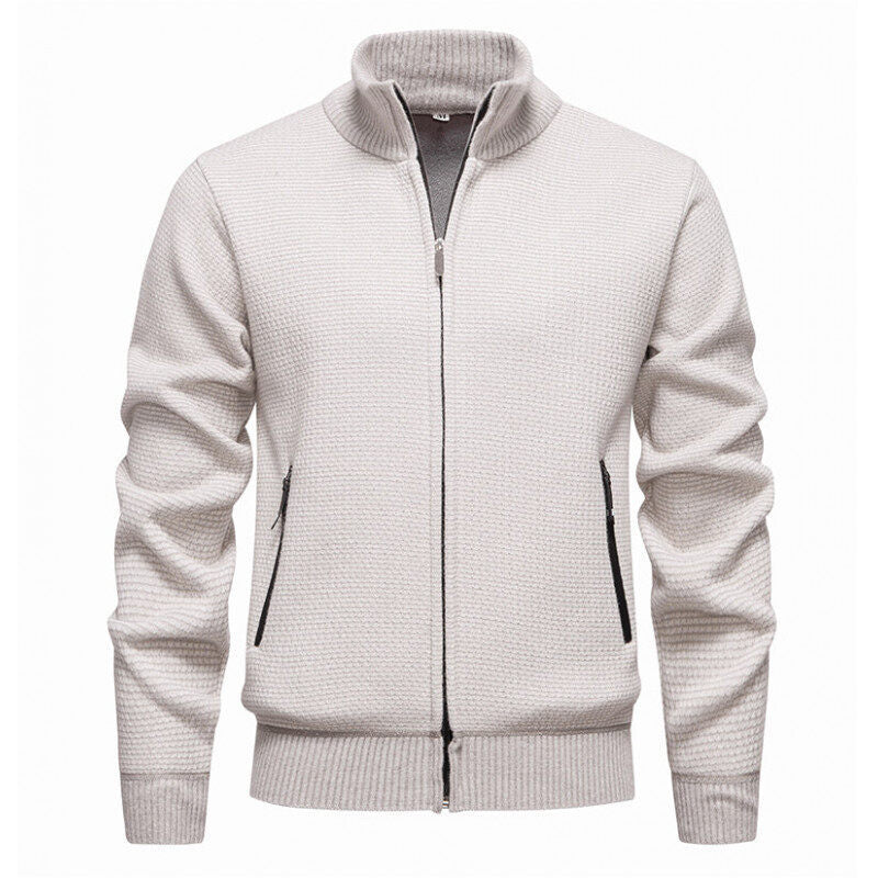 Herren Strickjacke mit modernem Zipper und seitlichen Reißverschlusstaschen Heidi-Mode