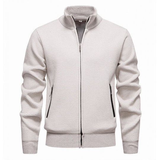 Herren Strickjacke mit modernem Zipper und seitlichen Reißverschlusstaschen Heidi-Mode