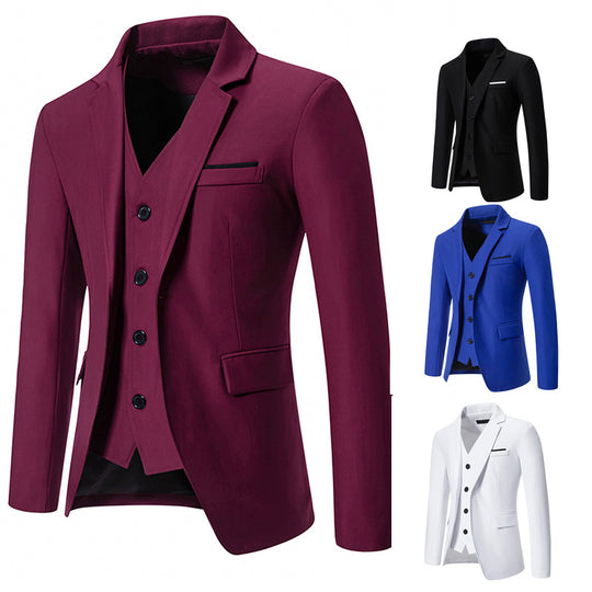 Herren elegant ausgestattetes Anzugset mit Blazer, Weste und Hose Heidi-Mode