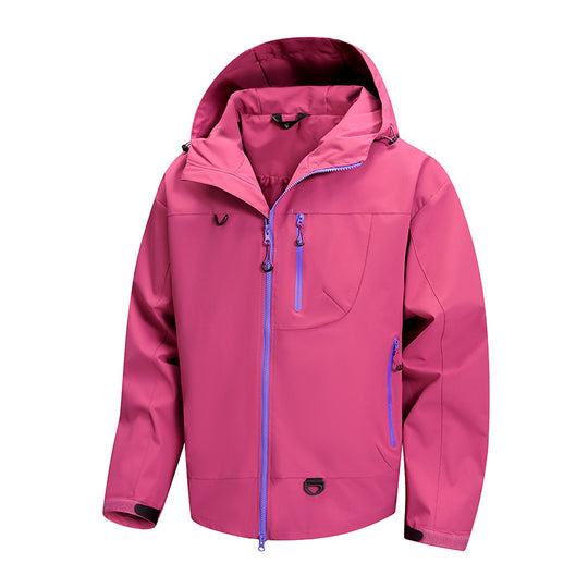 Herren technische Outdoor-Jacke mit Gewebe und verstellbarem Kapuzensystem Heidi-Mode